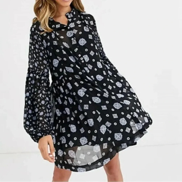Free People Turn Turn Black minidress Womens Small  Sheer Tnic Shirt Dress EUC - Picture 15 of 15